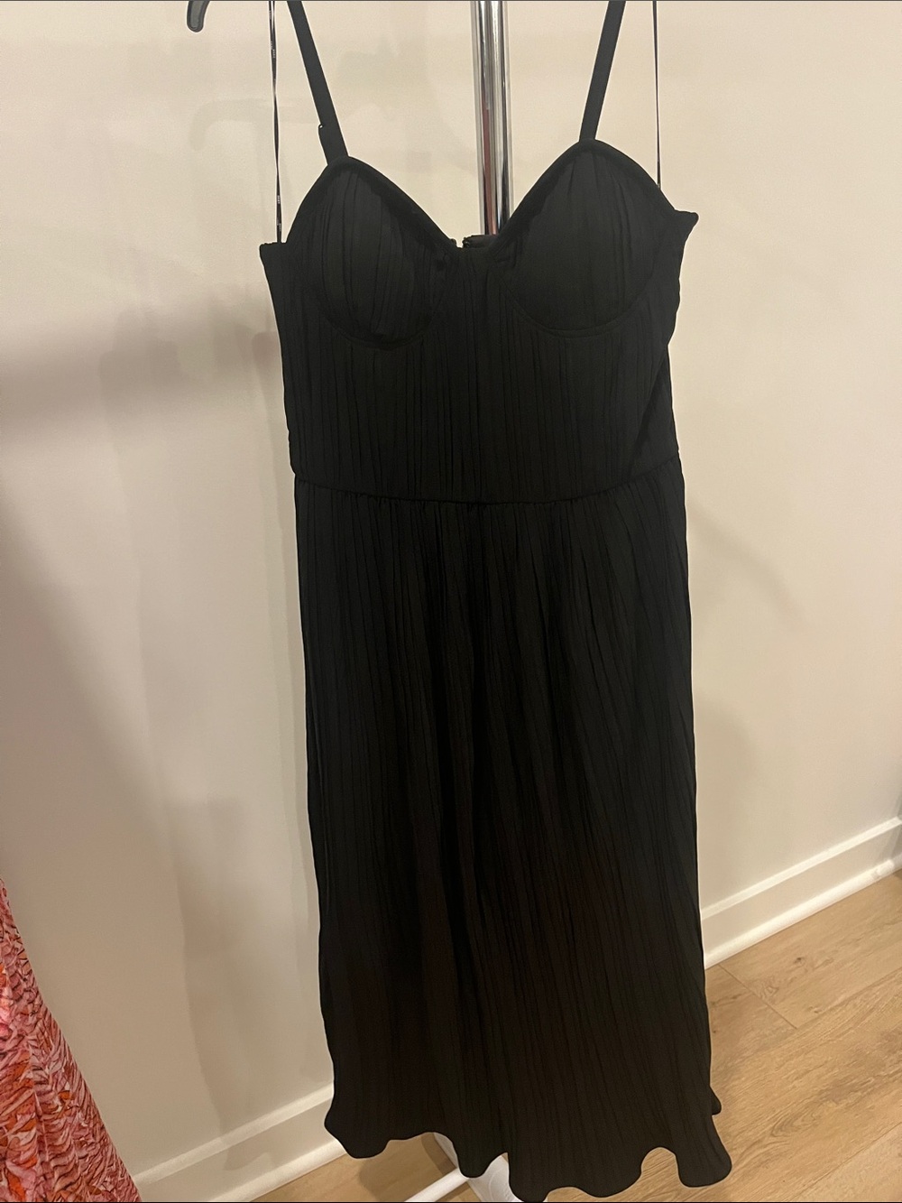 DKNY | Black Pleated Bustier Midi Maxi Dress Sweetheart | Size 4 | NWT